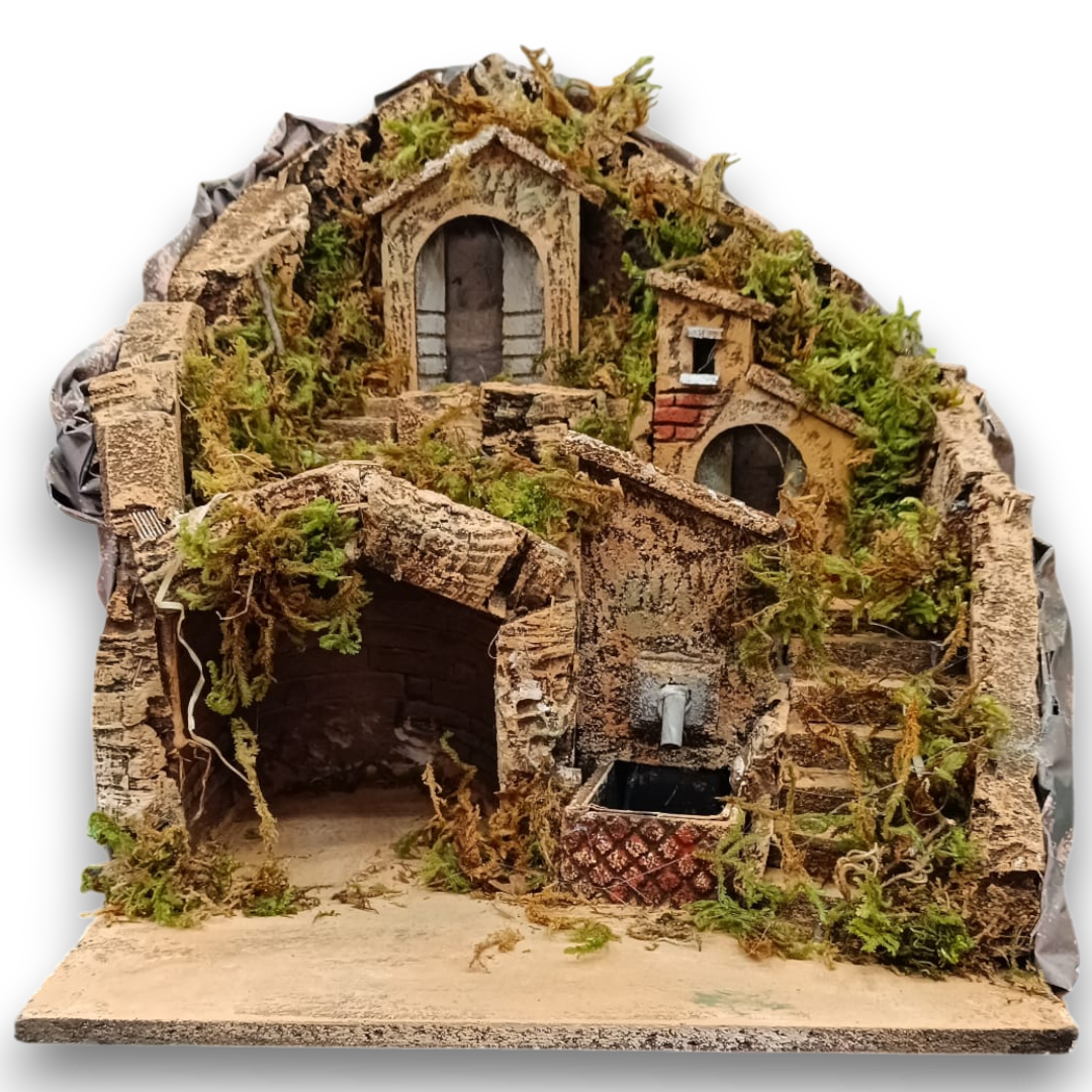 Presepe 1 Grotta con Fontana e 2 Case