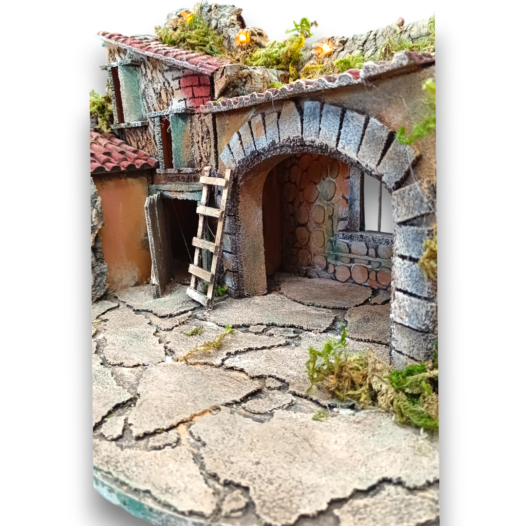 Presepe Casolare con Stalla pastori 8 cm