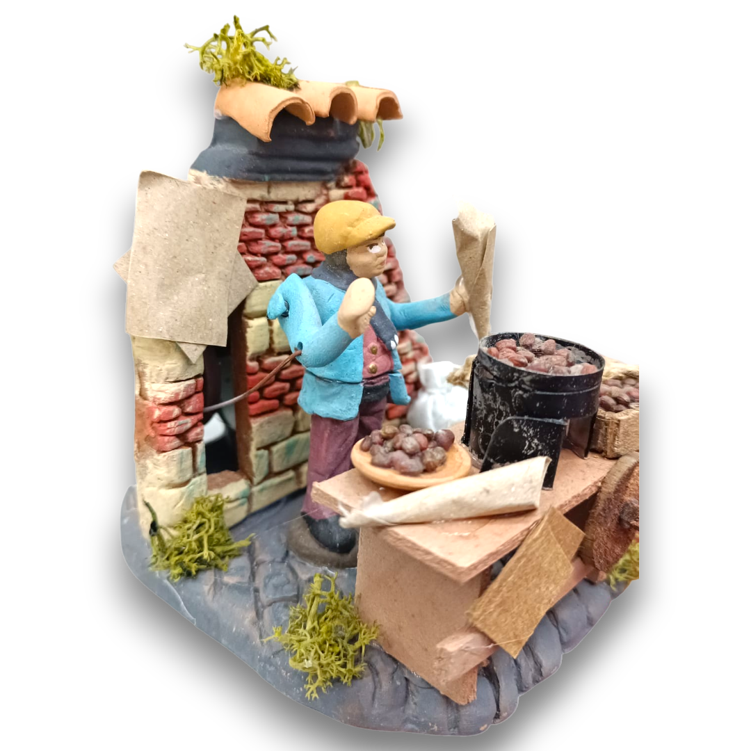 Castagnaro in terracotta 7 cm in movimento