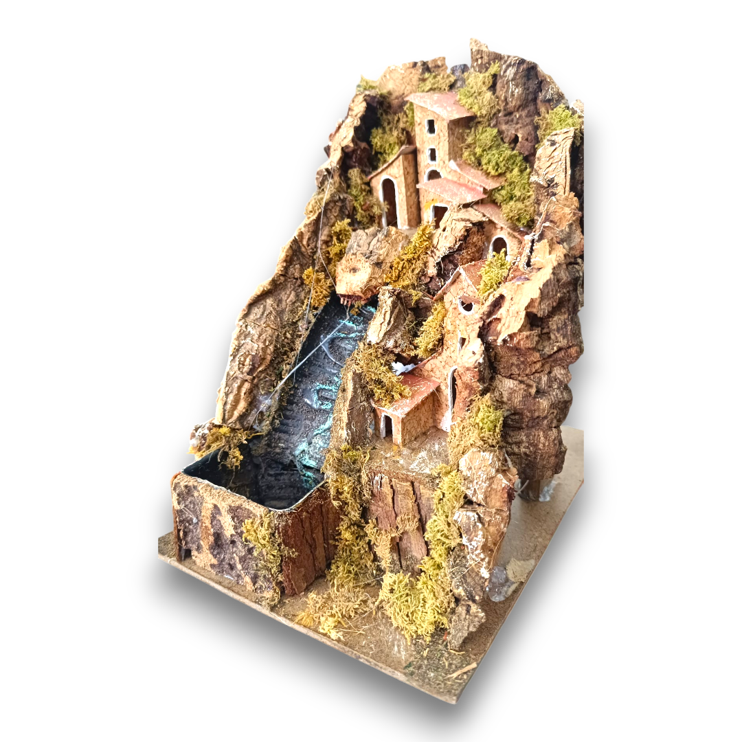 Cascata in sughero con case alta 4 cm