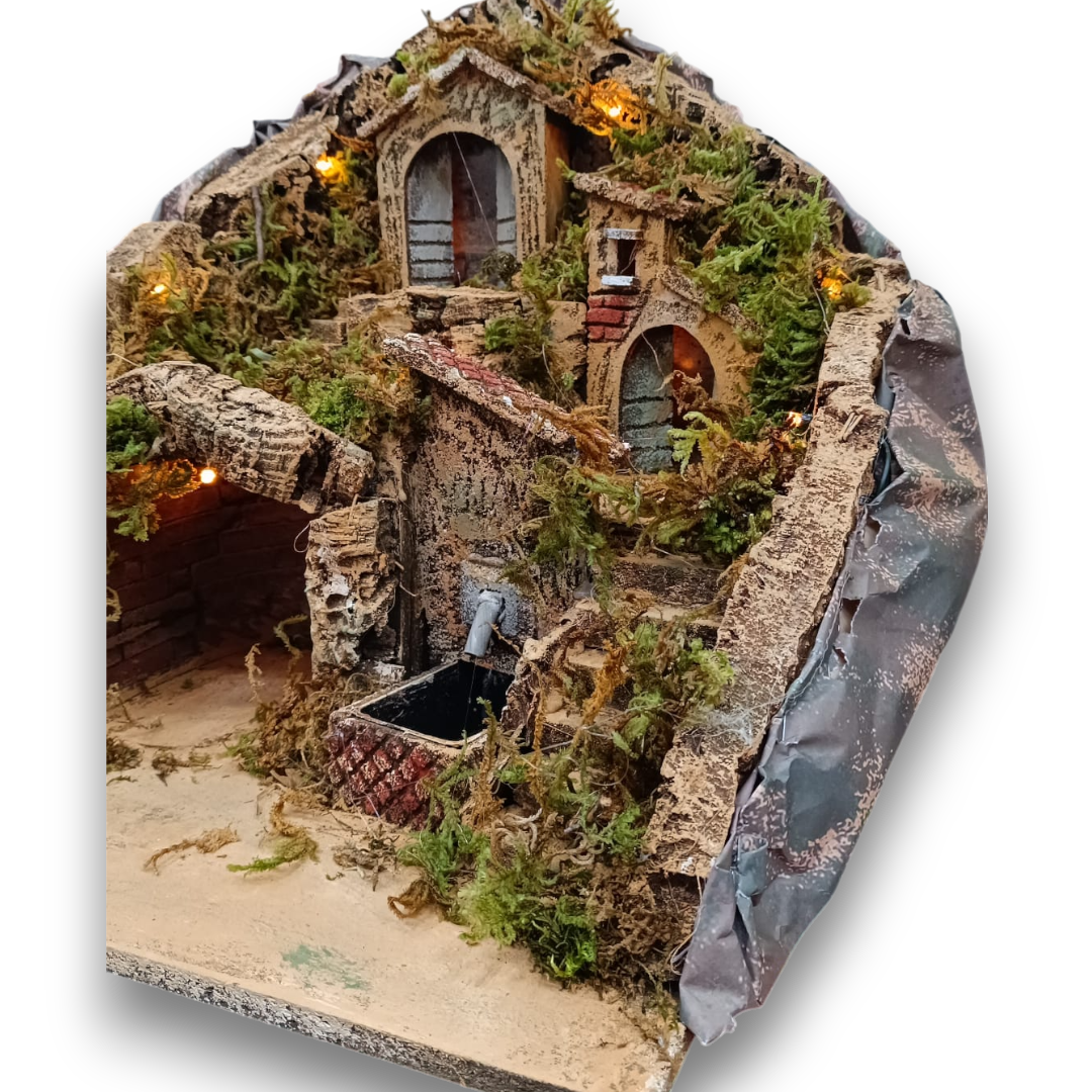 Presepe 1 Grotta con Fontana e 2 Case