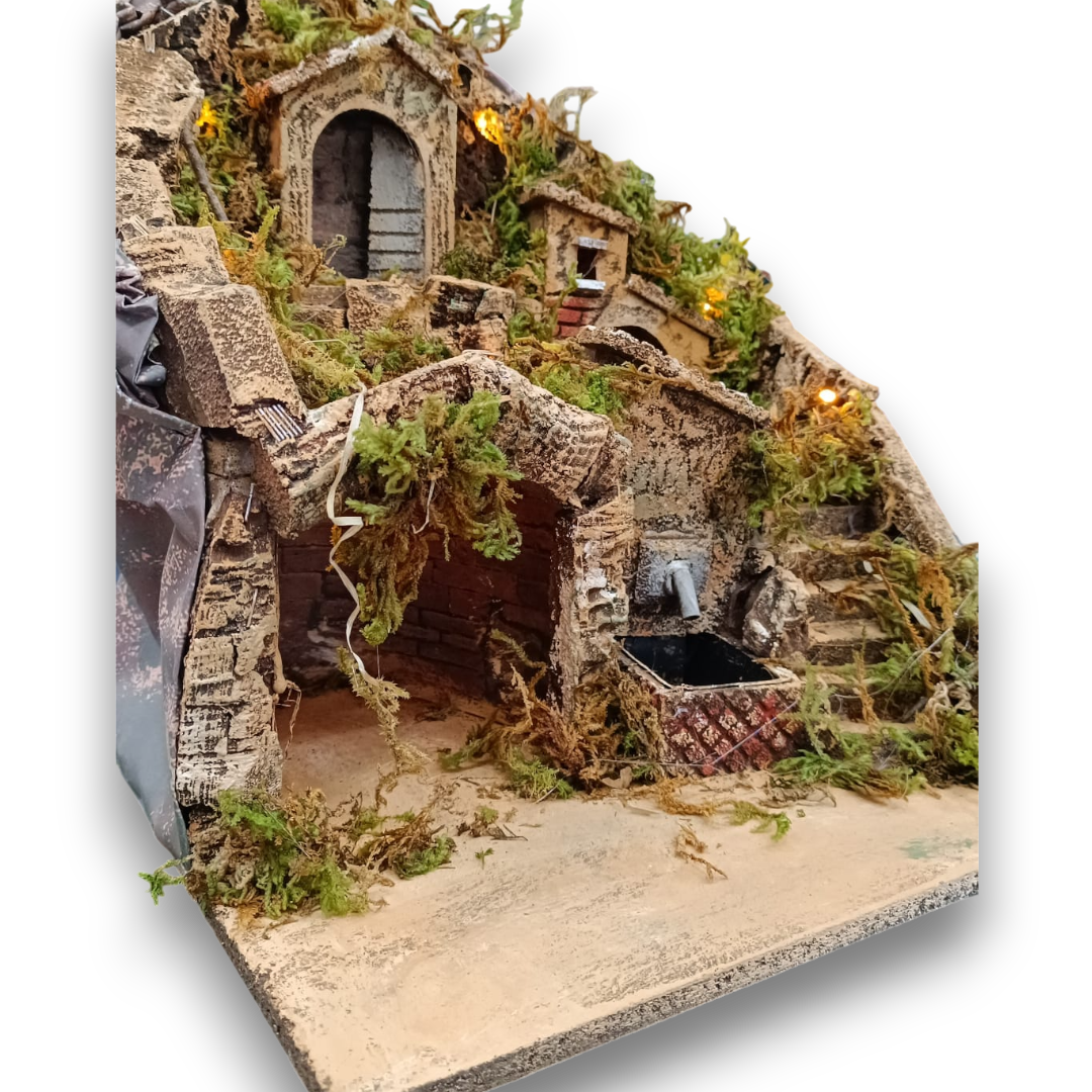 Presepe 1 Grotta con Fontana e 2 Case
