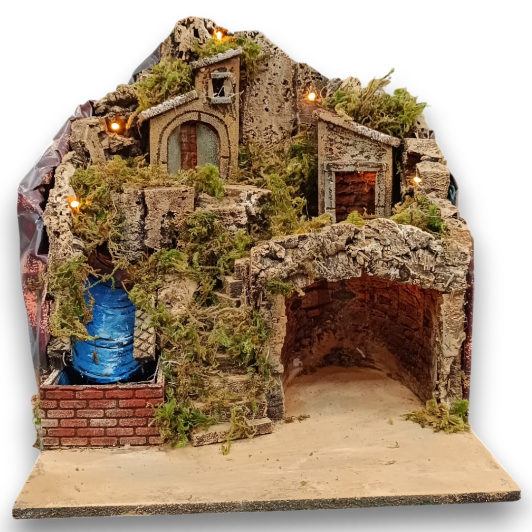 Presepe 1 Grotta con Cascata e 2 Case
