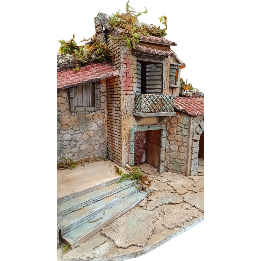 Presepe in sughero con Scalone pastori 10 cm