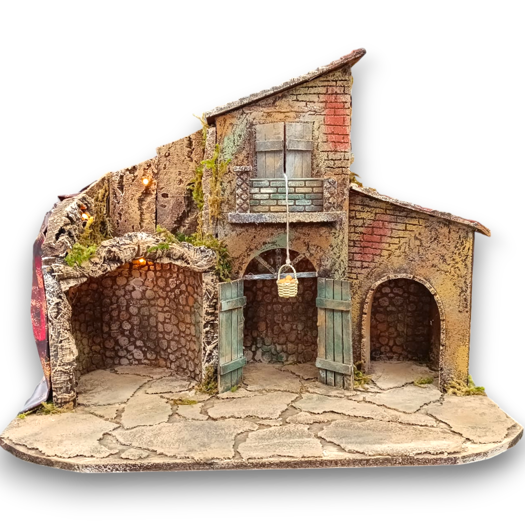 Presepe Casolare Cesta in Movimento Pastori 10 cm