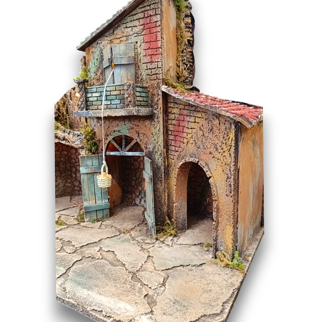 Presepe Casolare Cesta in Movimento Pastori 10 cm