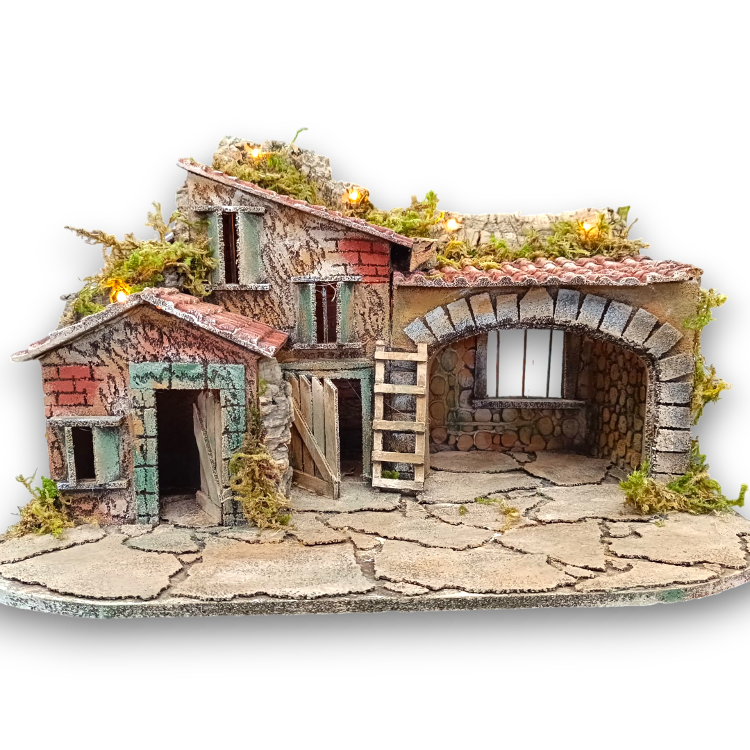 Presepe  Casolare con Stalla  pastori 8 cm