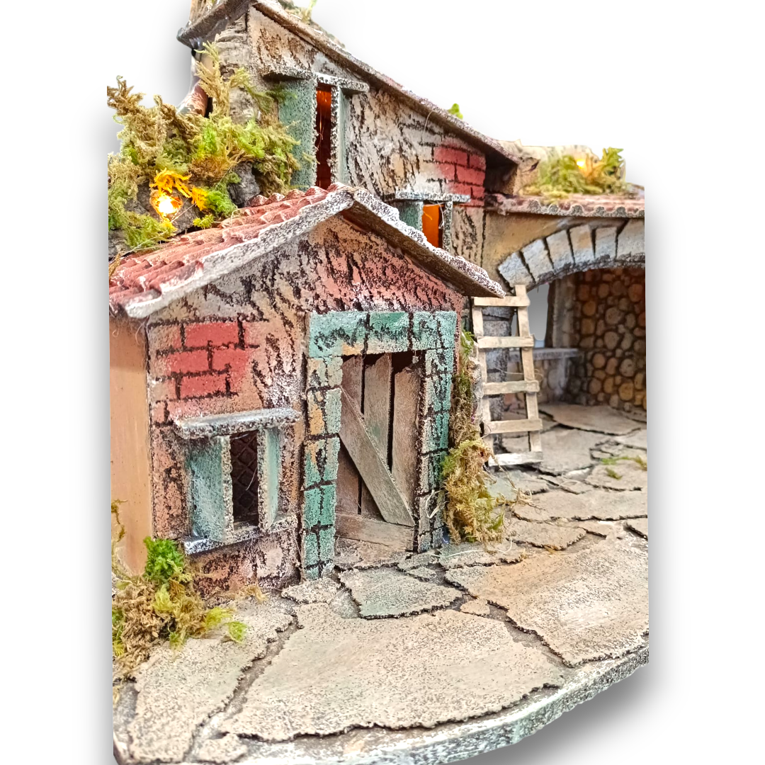 Presepe  Casolare con Stalla  pastori 8 cm