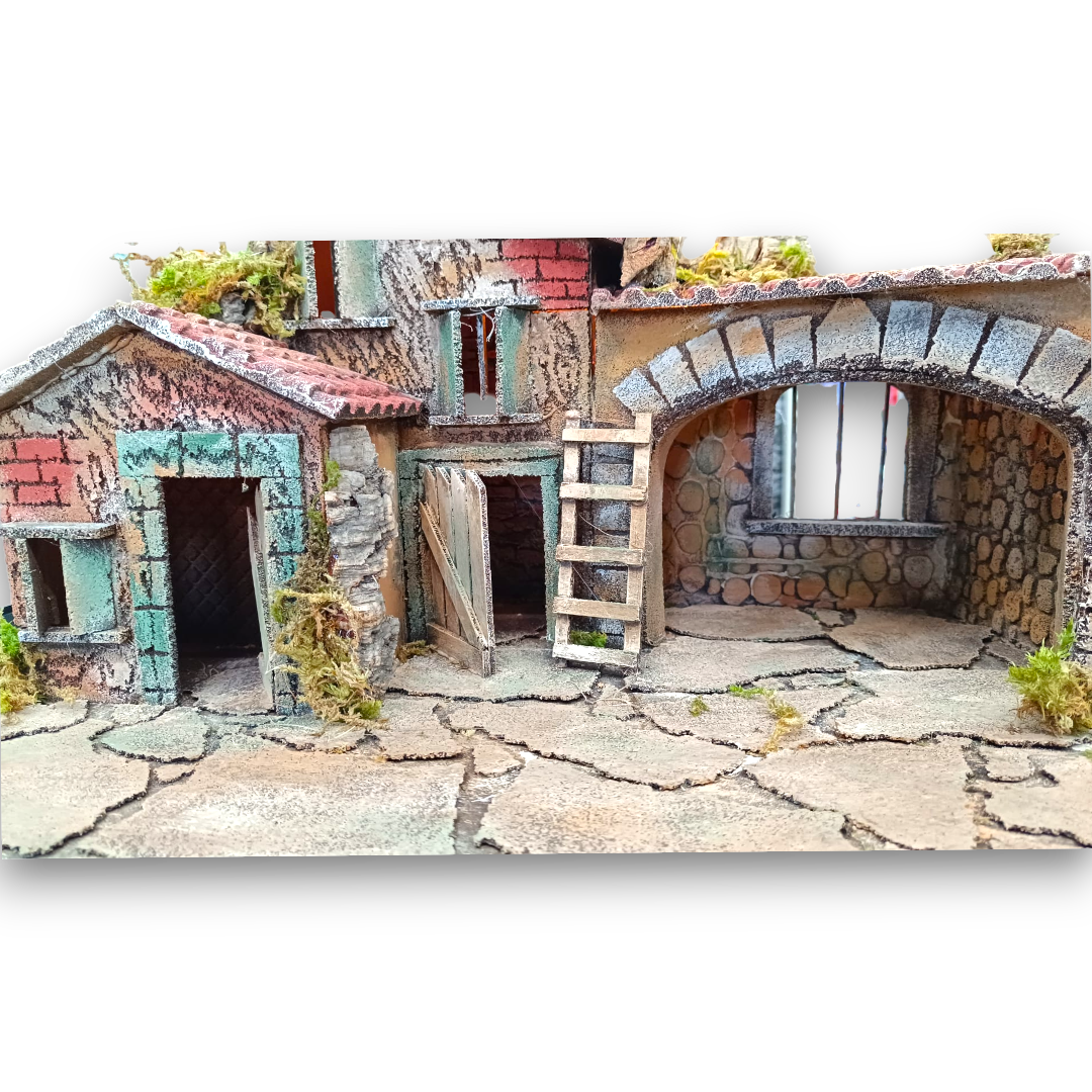 Presepe  Casolare con Stalla  pastori 8 cm