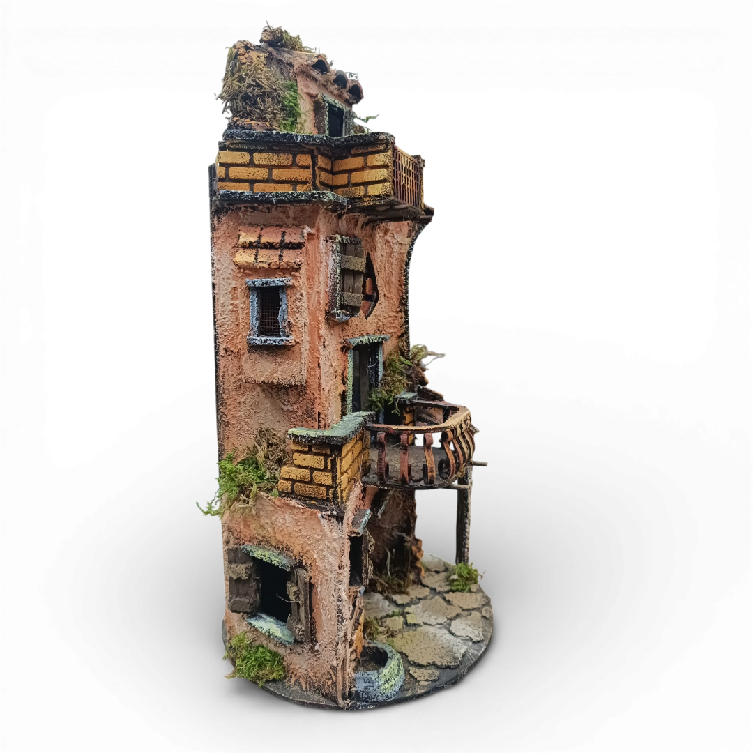 Presepino in legno 180° da campana con Balconata e Forno