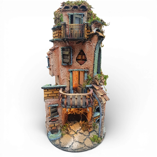 Presepino in legno 180° da campana con Balconata e Forno