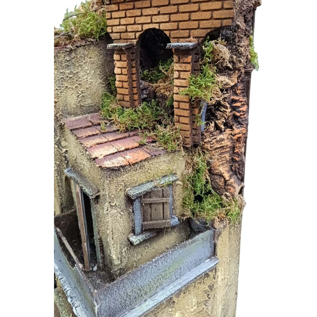 Presepe con fontana e arcata a destra