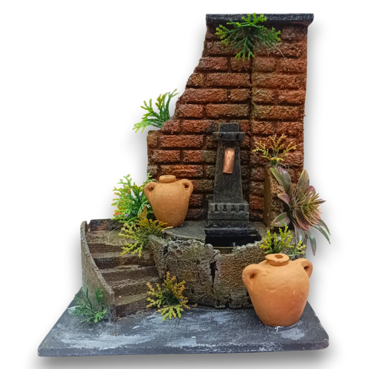 Fontana Nasone con parete in mattoncini rossi