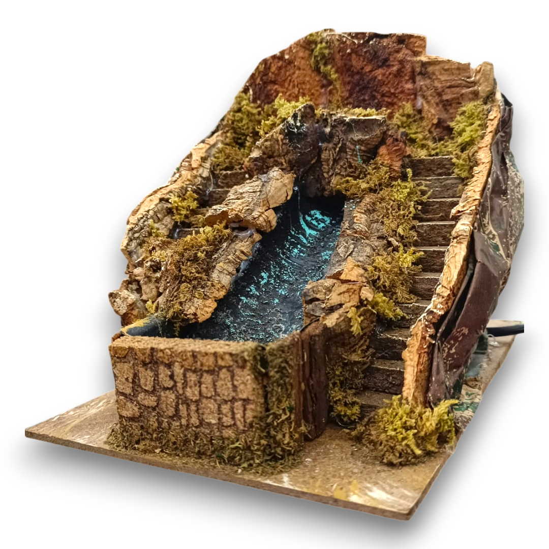 Cascata in Sughero con Scale e Ponte cm 4