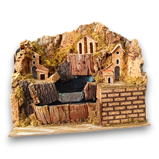 Cascata doppio laghetto con case in sughero 4 cm