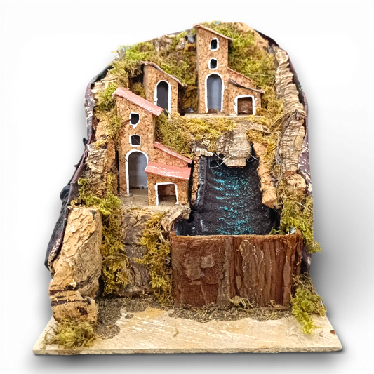 Cascata mini in sughero con case cm 4