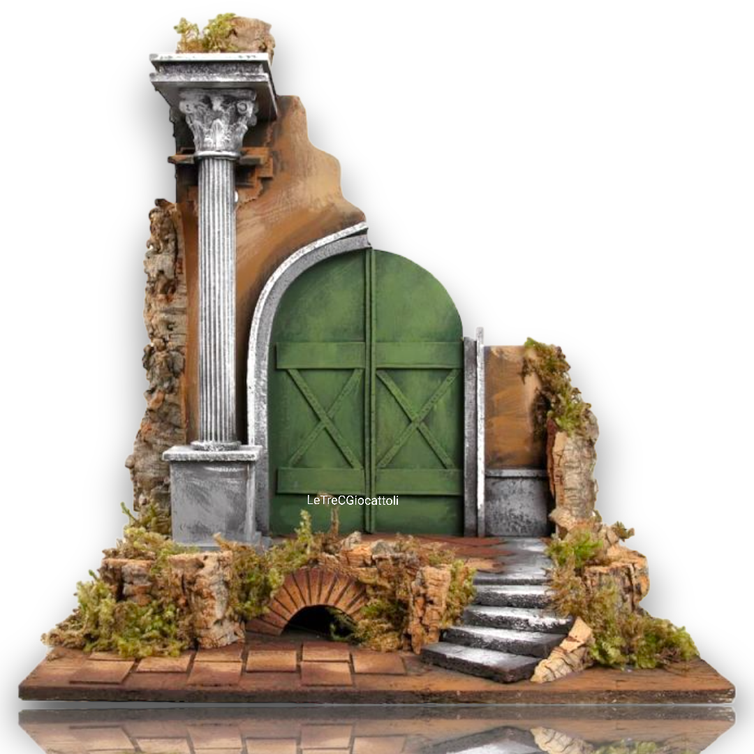 Presepe napoletano tempio diroccato 40x30x45