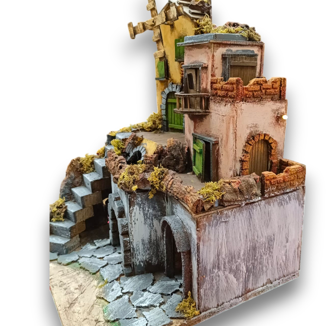 Presepe Borgo con Mulino 30x30x40