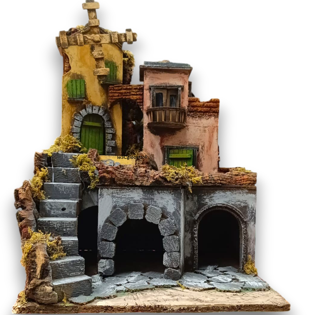 Presepe Borgo con Mulino 30x30x40