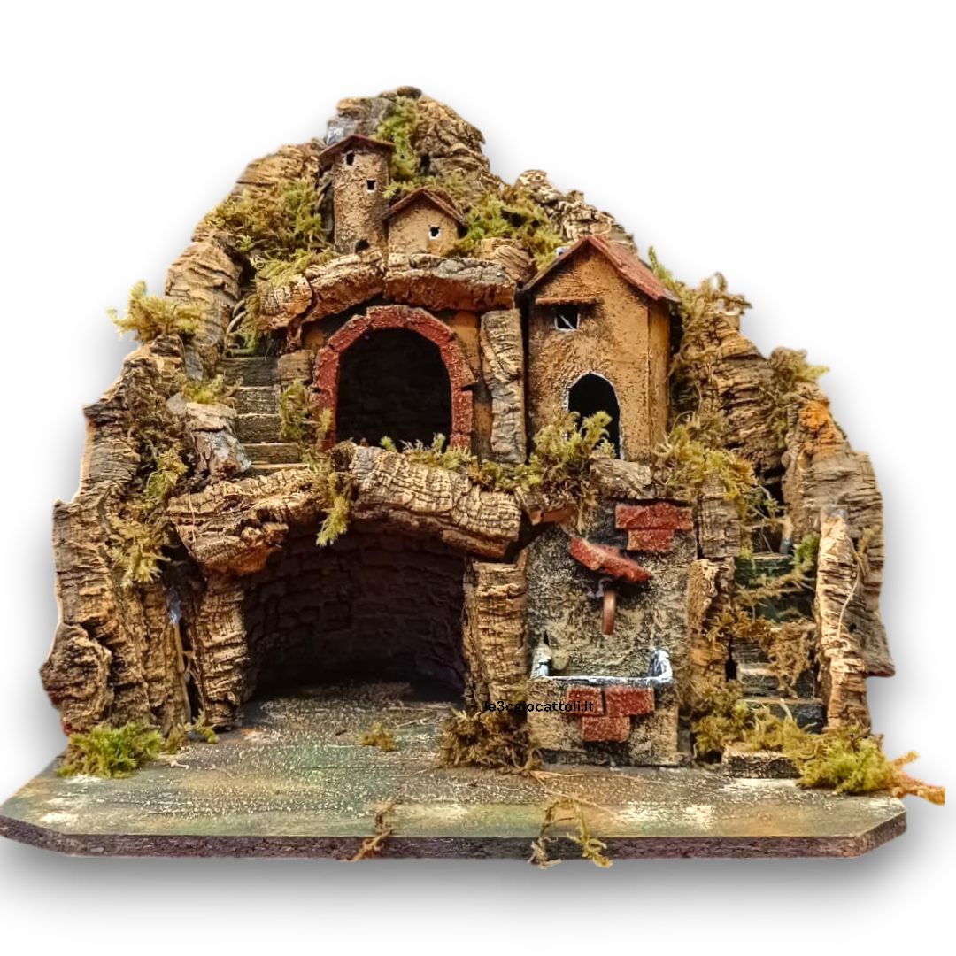 Presepe 40x30x40 Fontana Mattoncini Rossi