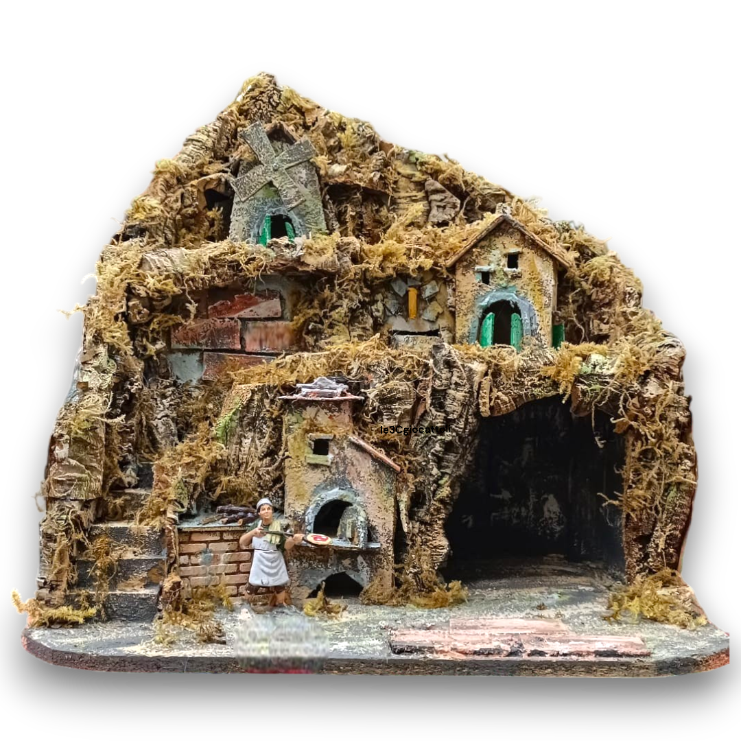 Presepe 46x38x50 con pizzaiolo