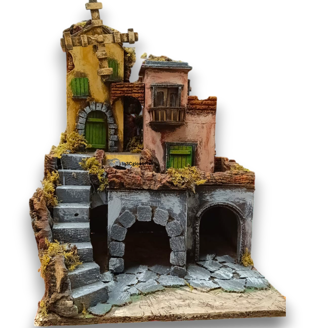 Presepe Borgo con Mulino 30x30x40