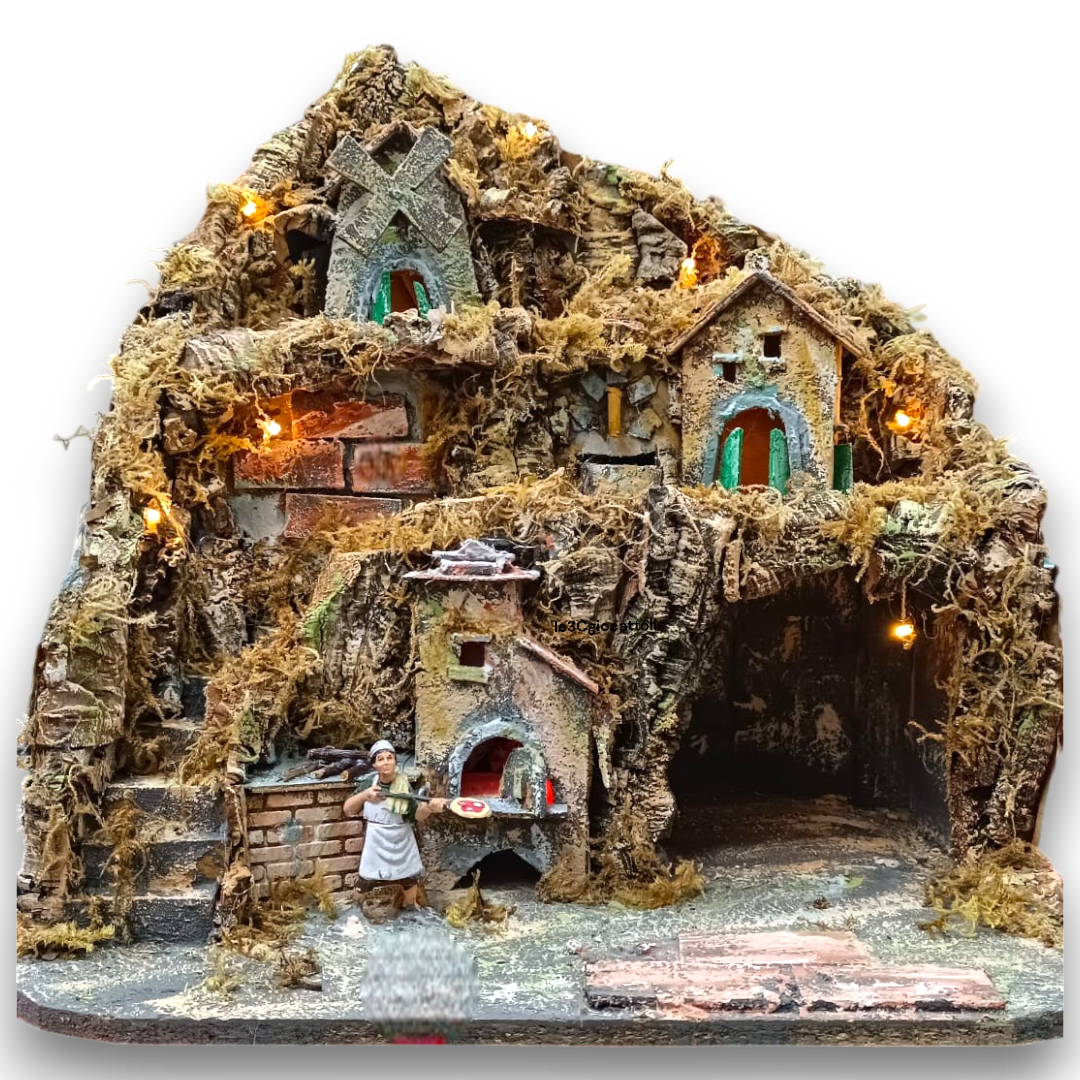 Presepe 46x38x50 con pizzaiolo